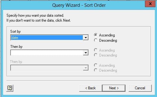 Query Wizard - Sort Order in Microsoft Excel