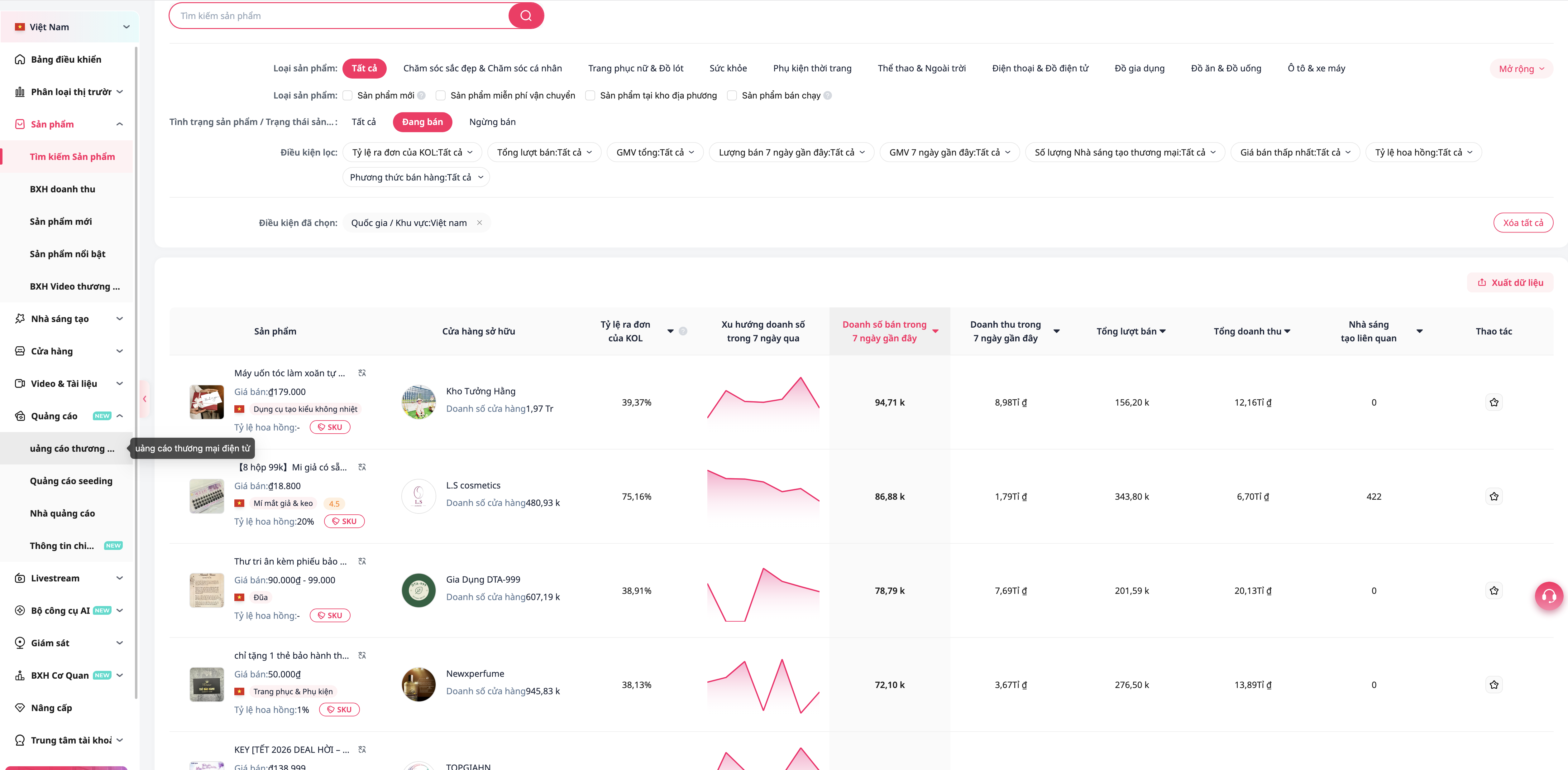 Tool tim san pham tiep thi lien ket Tiktok 2026.png