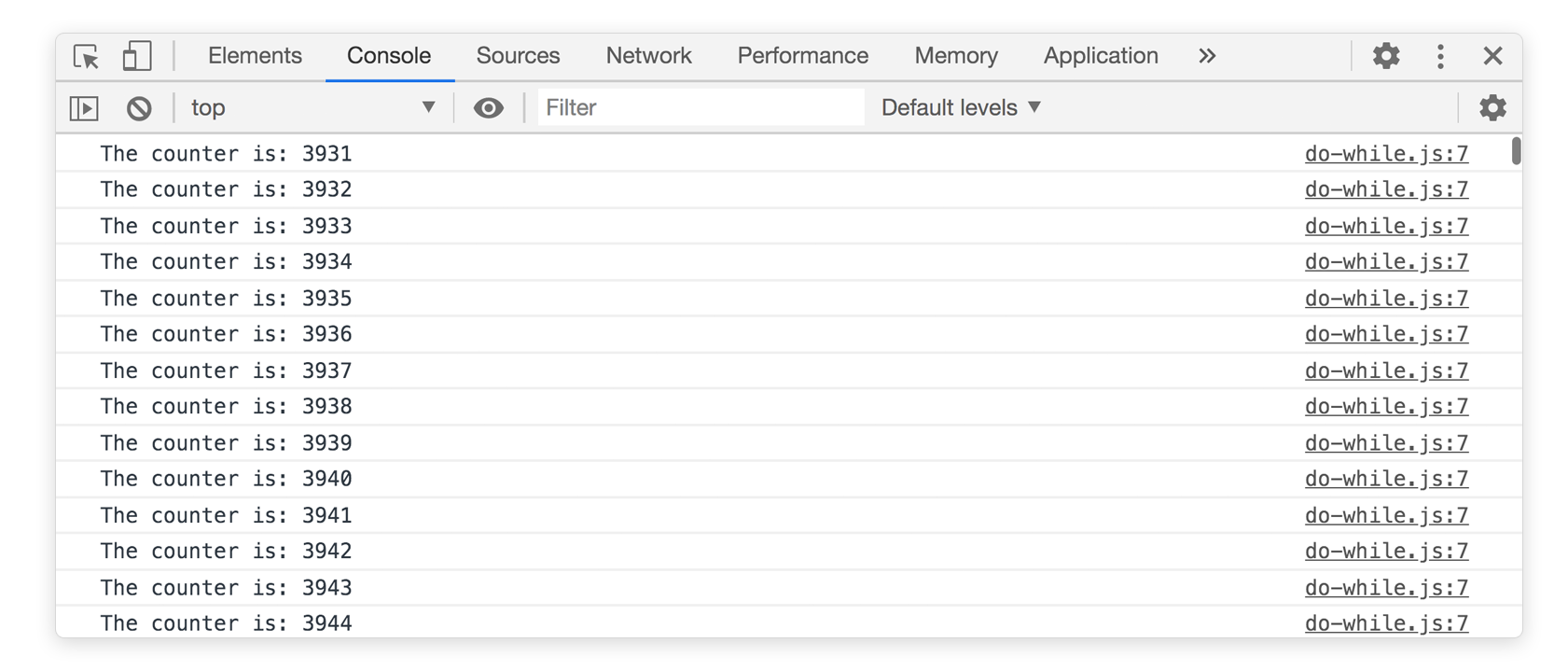 an infinite loop running in the console