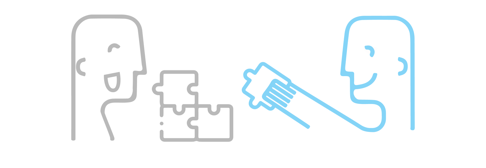 Ilustración de 2 personas haciendo un puzzle