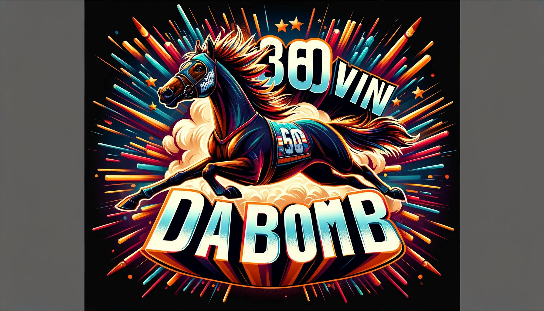 DALL·E 2024-03-28 12.22.34 - Create a banner image for '360WIN DaBOMB', embodying the essence of a horse that is both a powerhouse and a crowd-pleaser. This design should radiate .webp