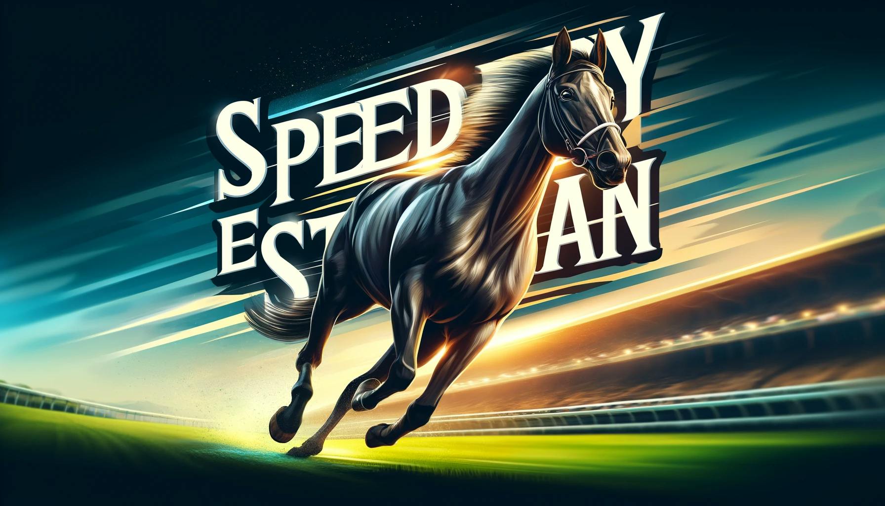 DALL·E 2024-03-28 12.22.46 - Design a banner image for 'Speedy Esteban', encapsulating the essence of a swift and spirited horse. This image should convey the energy and agility o.webp