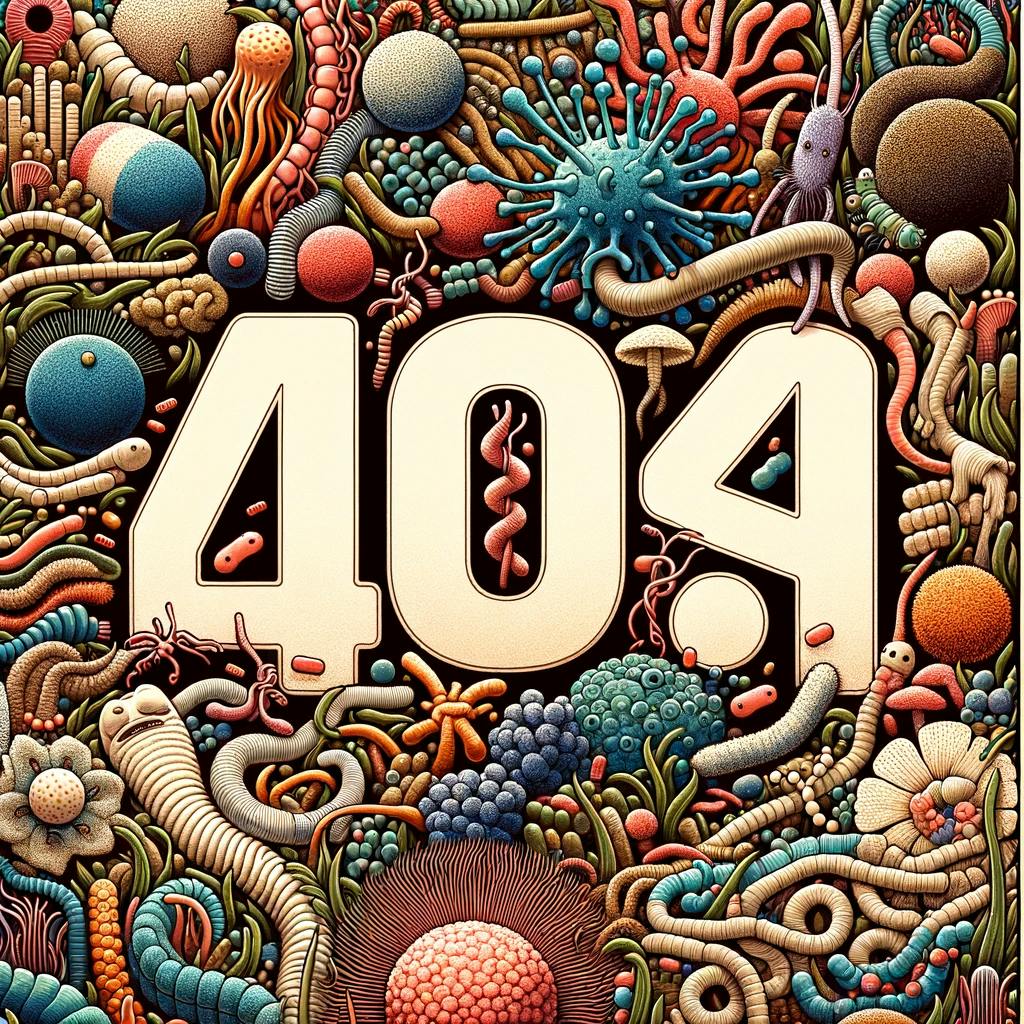 DALL·E 2024-02-16 18.12.45 - Craft a 404 error page design that brings an even greater focus on microorganisms relevant to soil health. The design should prominently display the '.webp