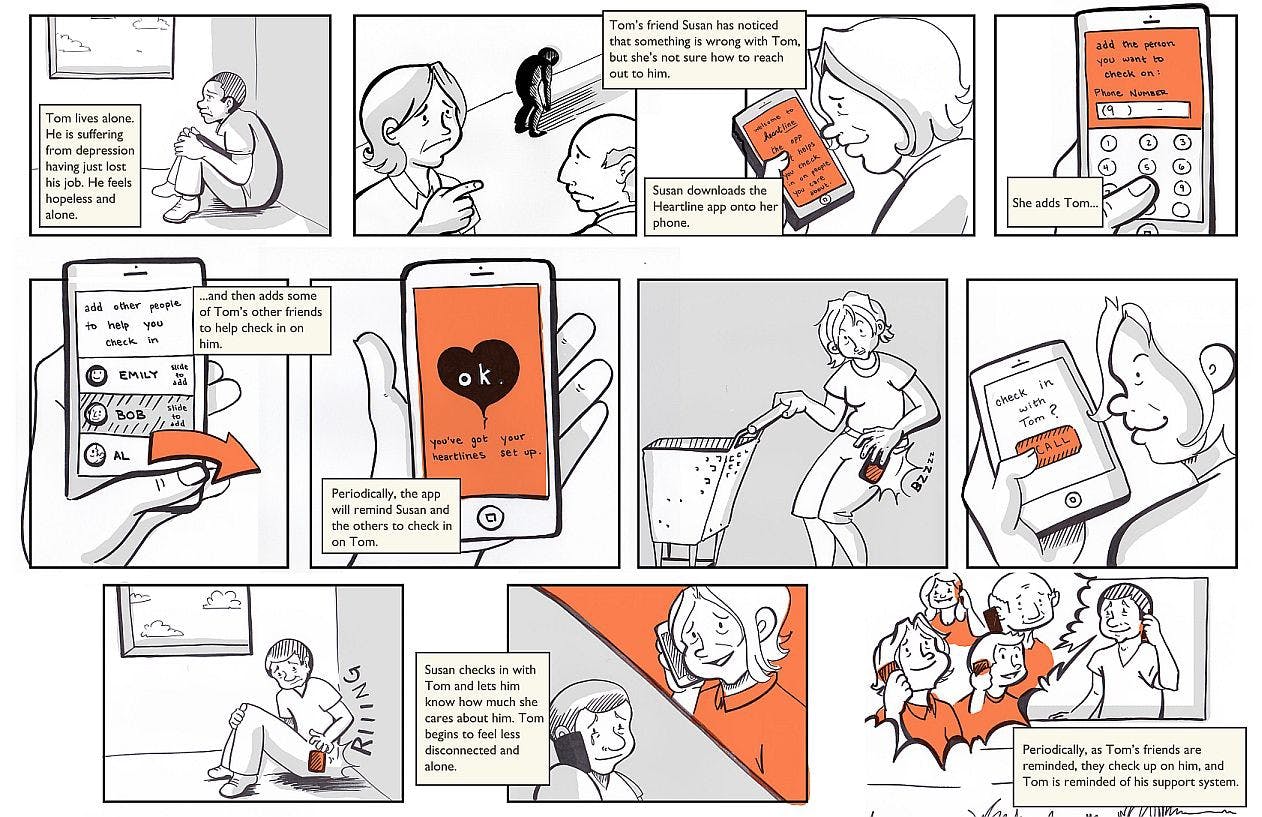 A storyboard can help you build a strong, clear narrative. Image credit: Chelsea Hostetter, Austin Center for&nbsp;Design