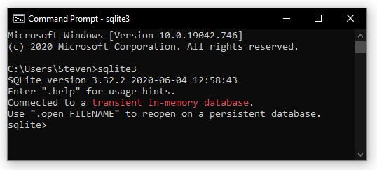 SQLite in Command Prompt