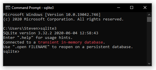 SQLite in Command Prompt
