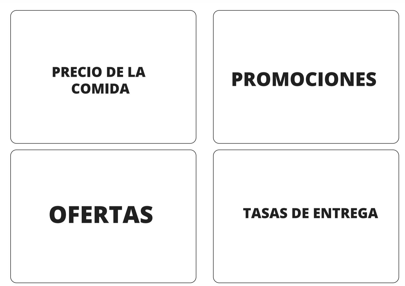 Tarjeta de conceptos valores.