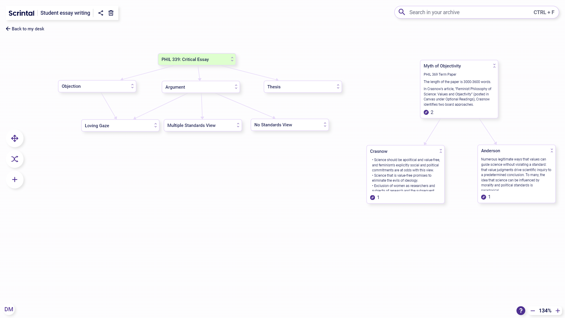 Scrintal used as a Notion alternative for Students and Researchers to plan a research, outline a paper, conduct literature review and take notes.