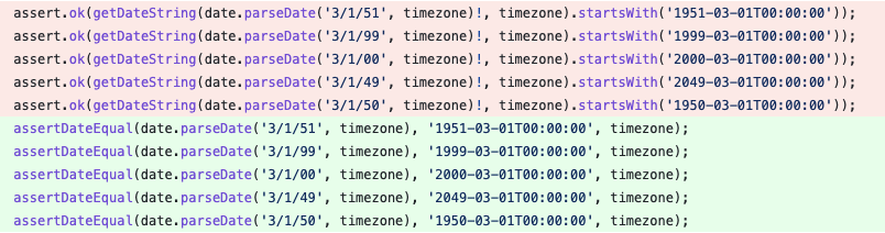 Example of unit test changes.