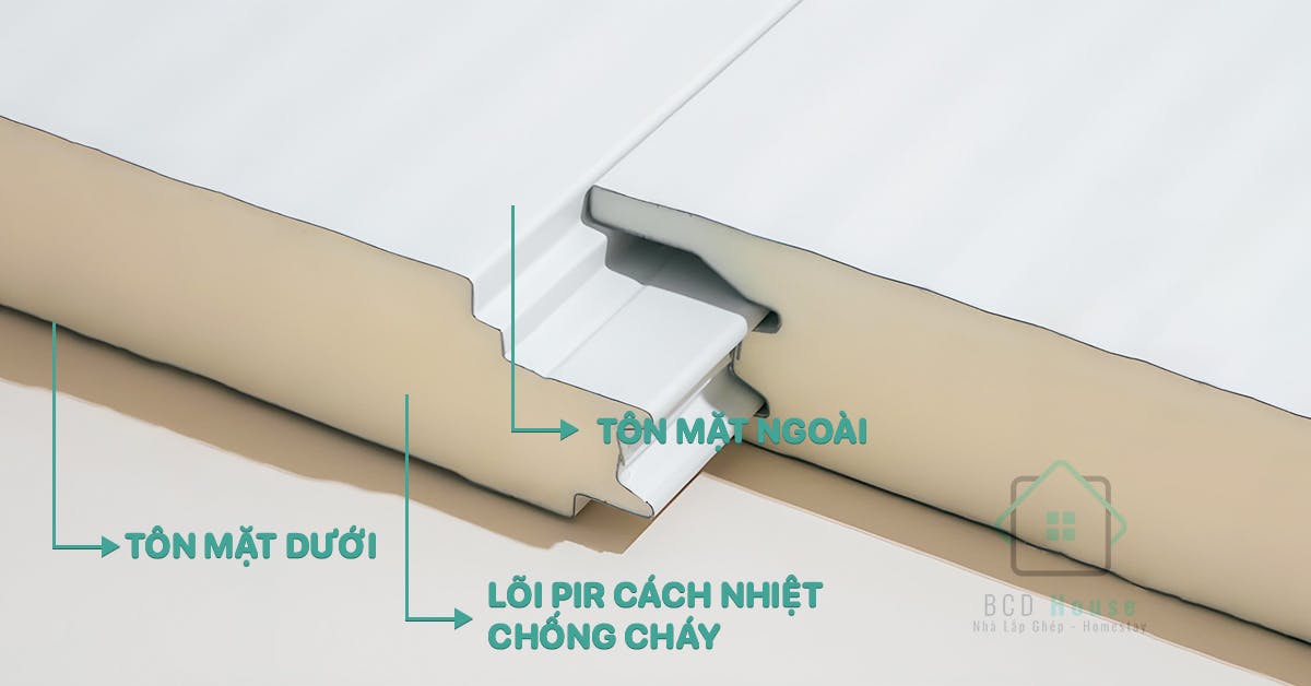 Cấu tạo của tấm panel PIR cách nhiệt chống cháy