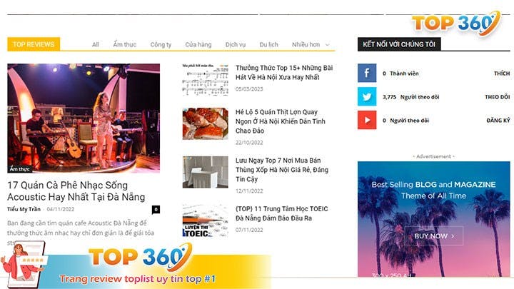 Trang chủ website Top360