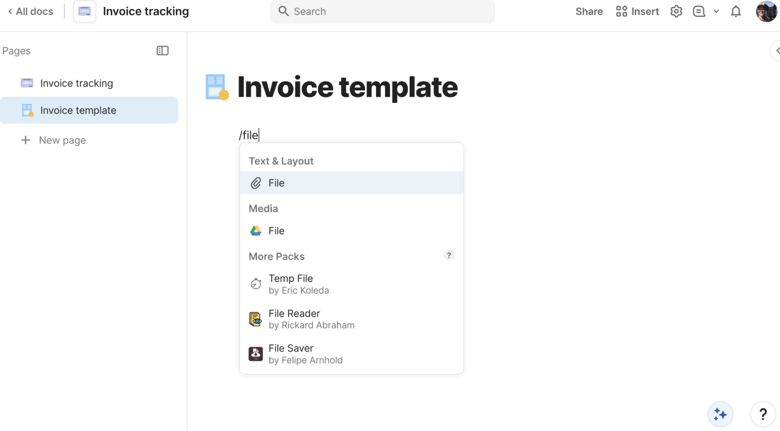 Screenshot of Coda.io's uploading documents instructions.