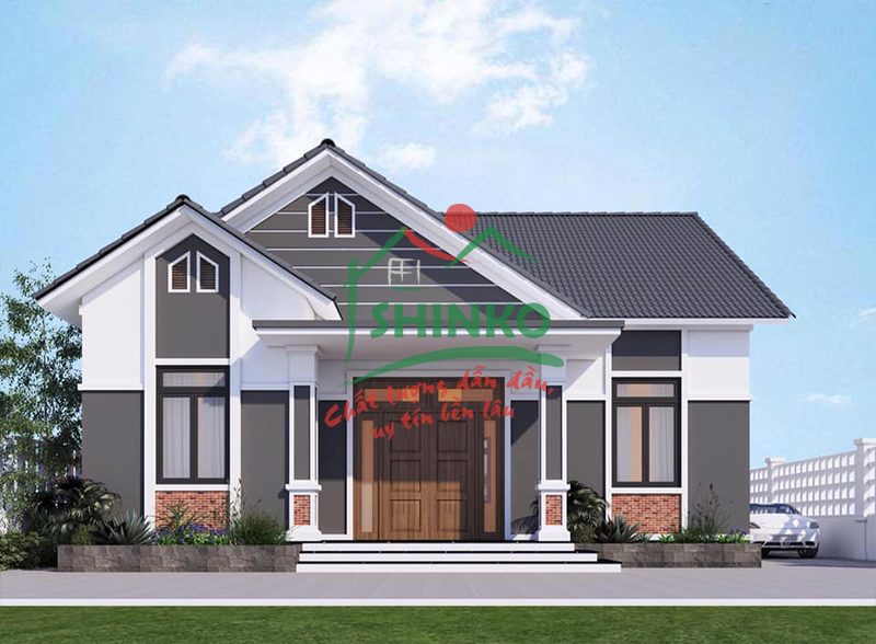 Mẫu nhà mái thái 1 tầng đẹp