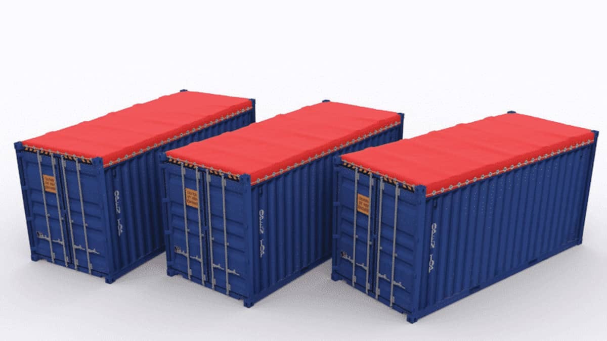 Container mở nóc là loại container không có nóc phía trên và thường dùng tấm bạt để che chắn
