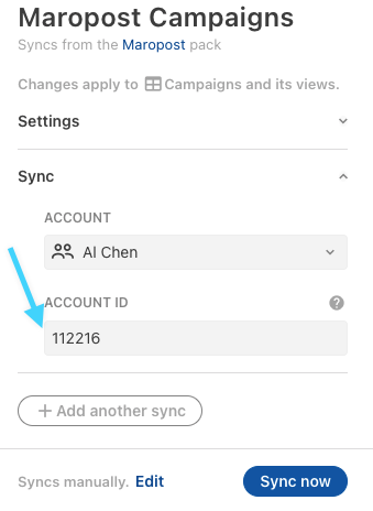Maropost account ID in Coda Maropost pack