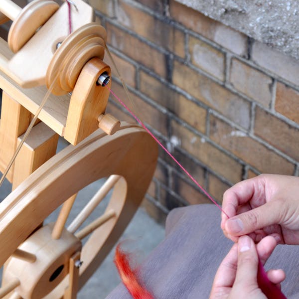 Spun yarn on a Spinning Wheel