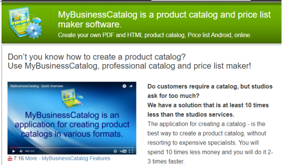 trình tạo danh mục sản phẩm cho MyBusiness