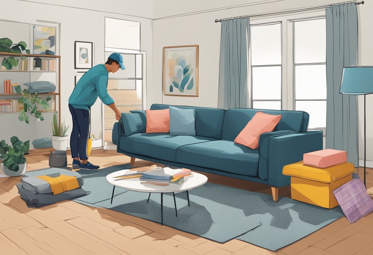 AI generated image "A men setting the sofa couch.