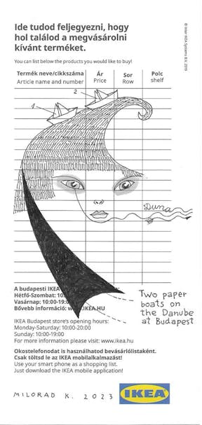 Ikea_Drawing_0003_100x210mm_Two Paper Boats on the Danube at Budapest 2023.jpg