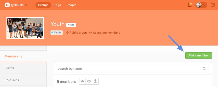 add member on group page