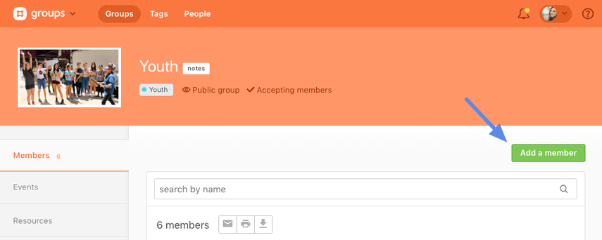 add member on group page
