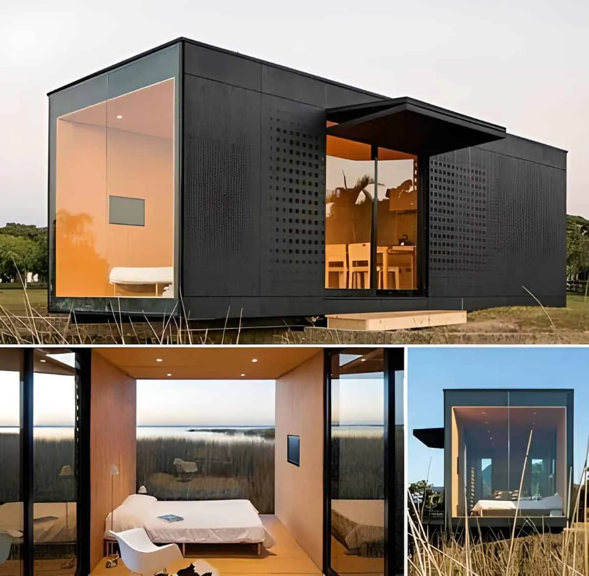 Mẫu nhà lắp ghép được lắp thêm phần kính cường lực vô cùng độc đáo