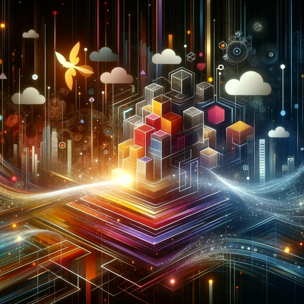 DALL·E 2023-12-19 16.27.14 - An imaginative and abstract representation of Laravel Development Services impacting the field of web applications, without any text or logos. The ima.png