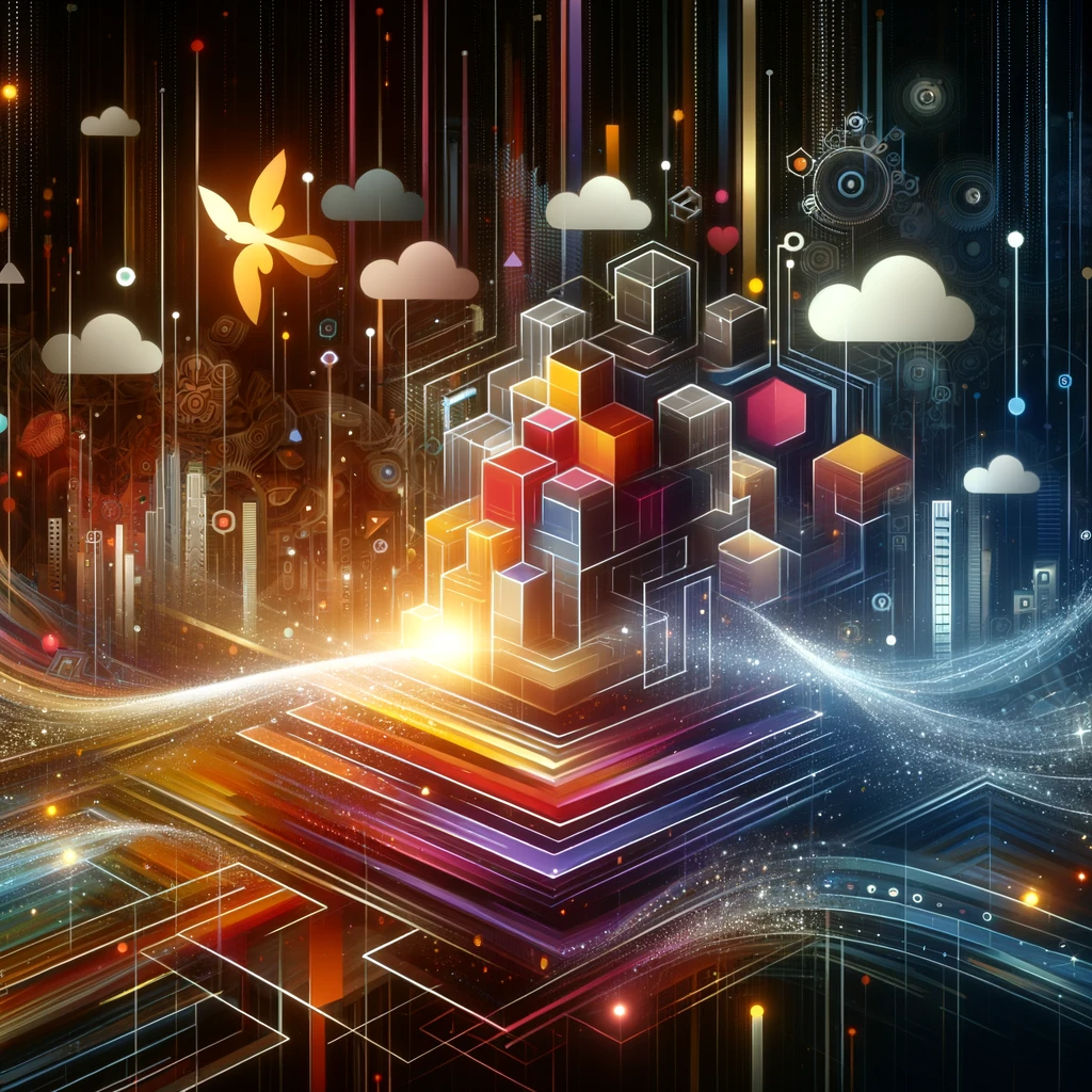 DALL·E 2023-12-19 16.27.14 - An imaginative and abstract representation of Laravel Development Services impacting the field of web applications, without any text or logos. The ima.png