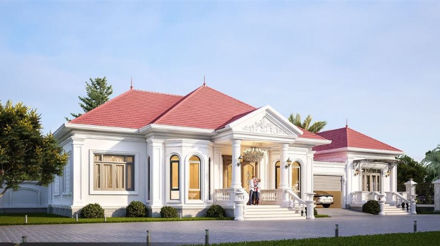 Thiet ke nha vuon 1 tang dep kieu Phap co gac xep o Lam Dong 5.jpg