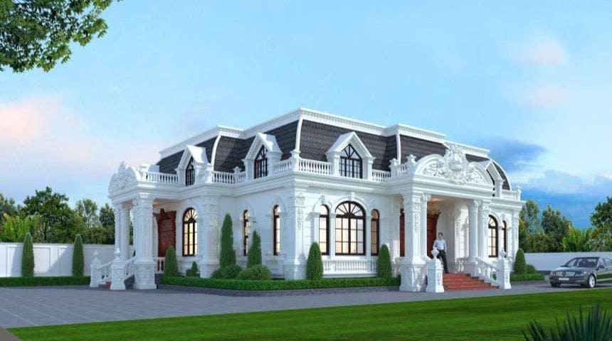 Mau biet thu 1 tang co gac lung voi thiet ke mai Mansard kieu Phap an tuong 2.jpg