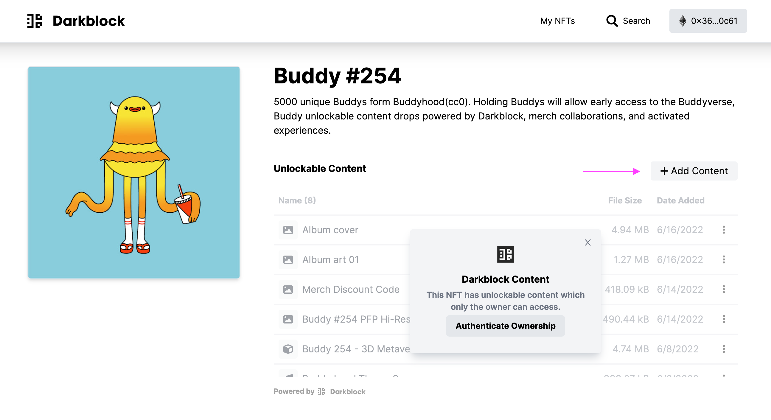 Add Content Button