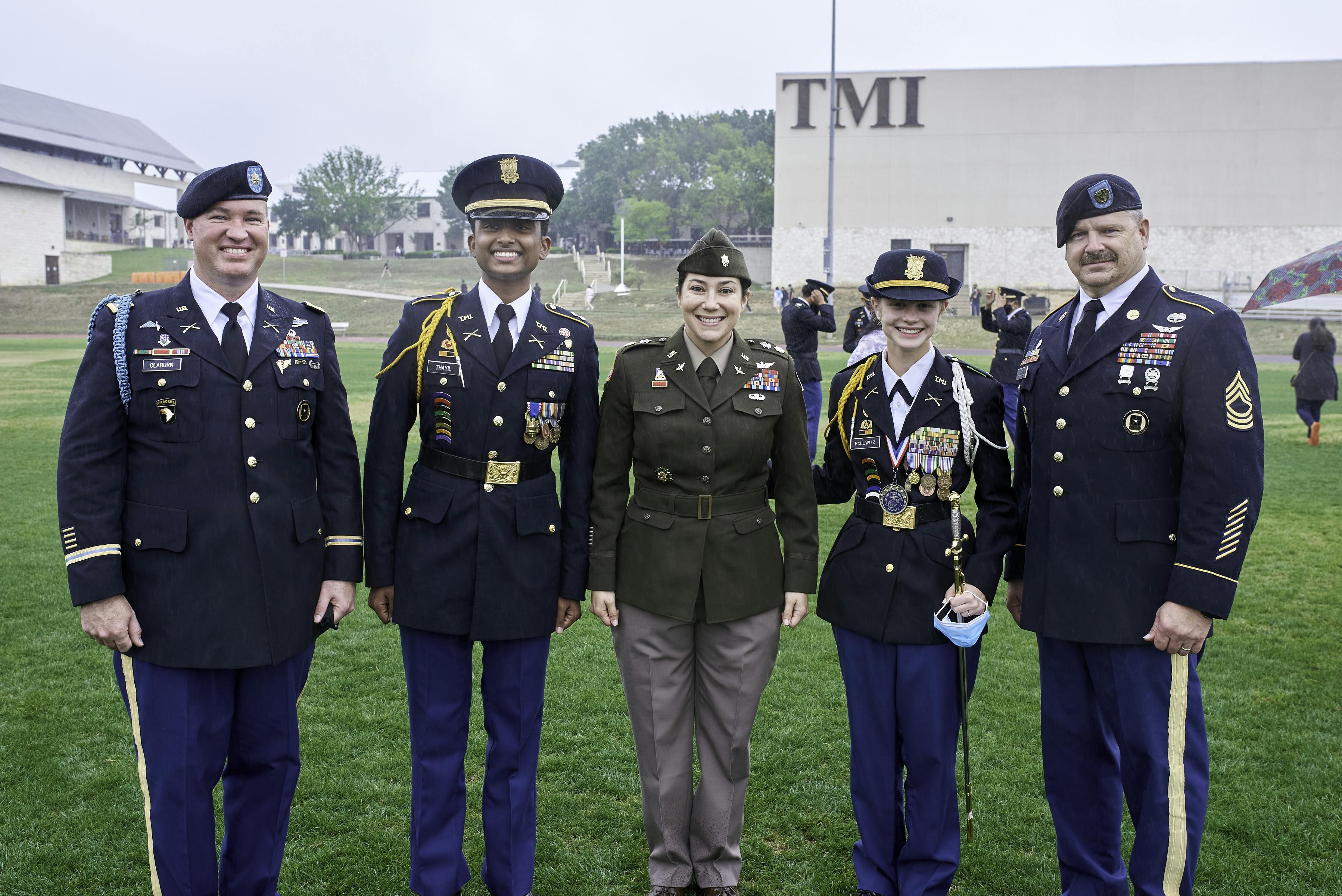 Azizi Wesmiller with cadre, cadets.jpg