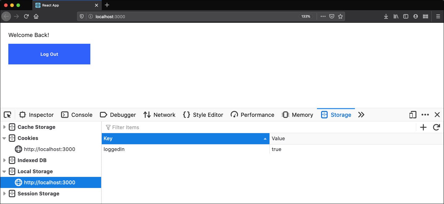 Figure 11.4: Opening browser development tools to see localStorage
