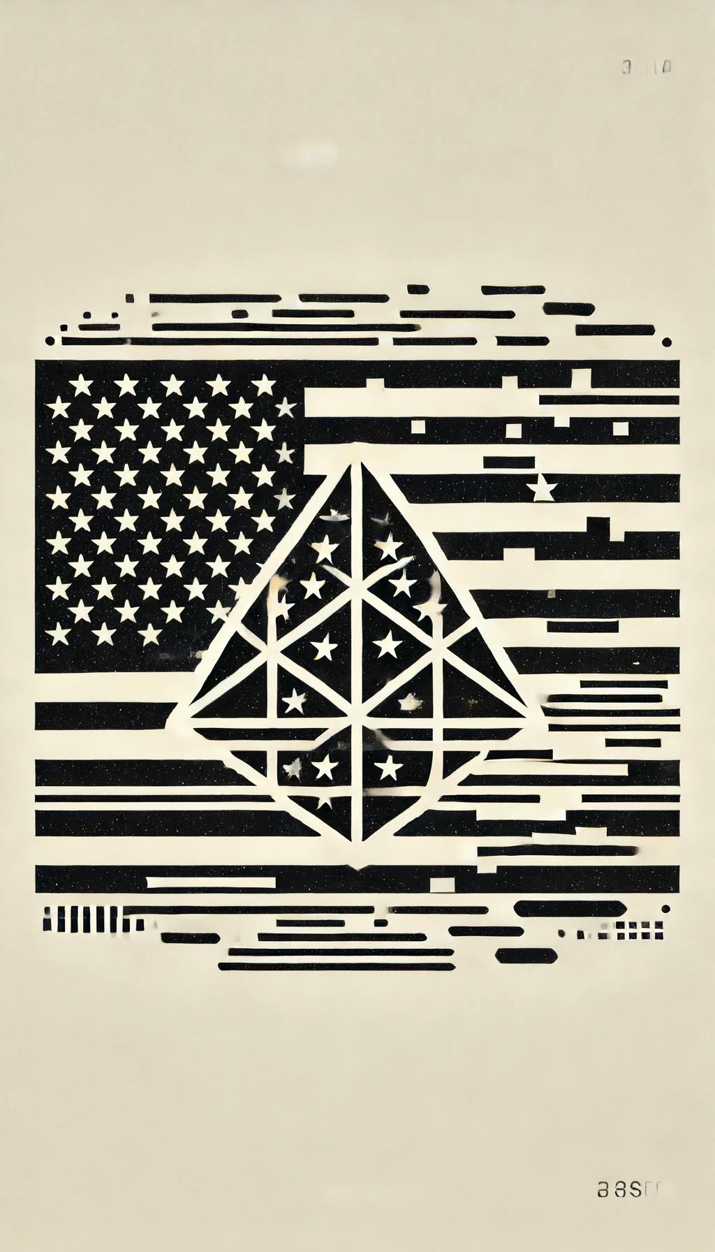 DALL·E 2024-06-18 08.50.49 - Create a very simple and elegant glitch art style image with a USA patriotic theme in black and white, featuring a clear 3D tetrahedron. Focus on the .webp