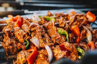 cooked food on stainless steel tray