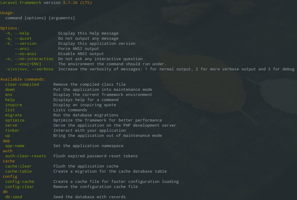 php-artisan-list