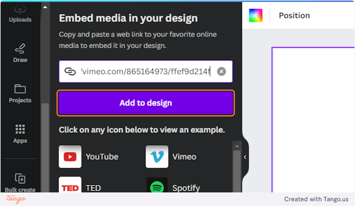 Click on Add to design