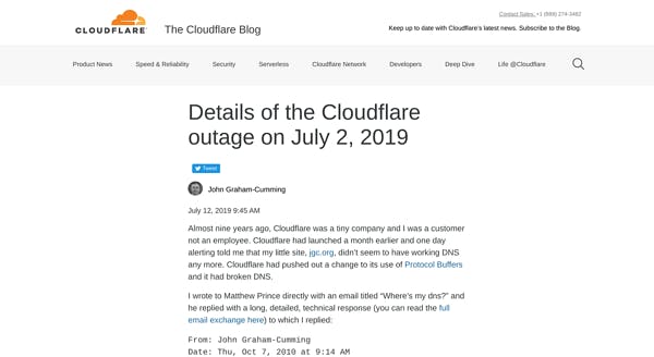 Cloudflare remained proactive after experiencing unplanned downtime, ensuring customers didn’t churn.