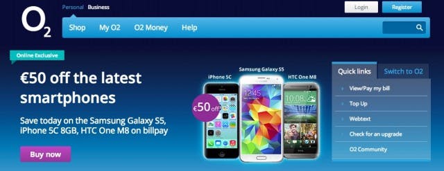 O2 Ireland Prepay mobile phones Bill Pay mobile phones and mobile broadband