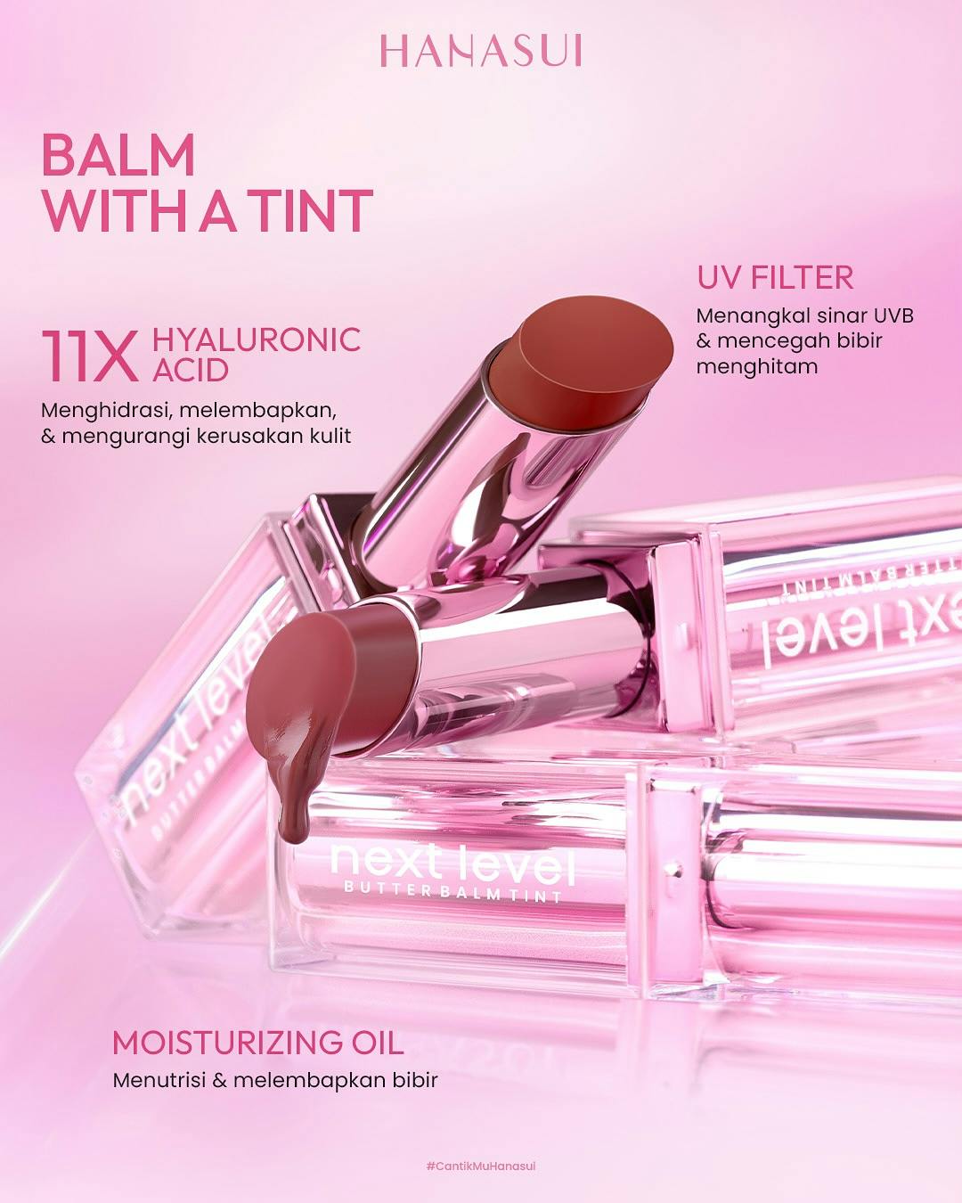 Say hello to our Next Level Series- 𝑩𝒖𝒕𝒕𝒆𝒓 𝑩𝒂𝒍𝒎 𝑻𝒊𝒏𝒕 Bikin bibirmu plumpy lebih sempurna dengan 4 pilihan warna yang fresh!  Instant plumpy & glossy  Buttery texture  Moisturizing & HydratingYuk, p (1).jpg